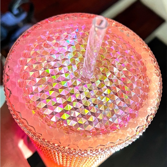 Starbucks Inspired 24oz Coral Bling Studded Tumbler - Picture 3 of 11